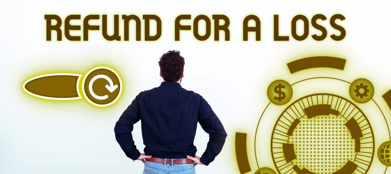Conceptual caption Refund For A Loss, Word Written on pay back money typically to customer who is not satisfied with goods