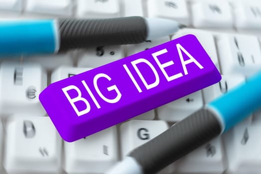 Text caption presenting Big Idea, Business overview Having great creative innovation solution or way of thinking