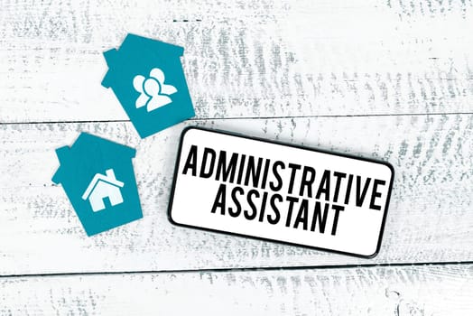 Conceptual display Administrative Assistant, Word Written on Administration Support Specialist Clerical Tasks