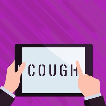 Inspiration showing sign Cough, Concept meaning sudden expulsion of air throughout the passages to clear airways