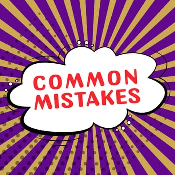 Handwriting text Common Mistakes, Conceptual photo actions that are often used interchangeably with error