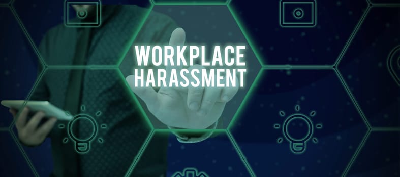 Writing displaying text Workplace Harassment, Concept meaning Different race gender age sexual orientation of workers