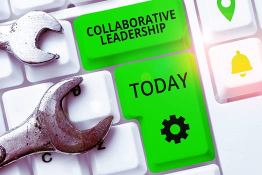 Text showing inspiration Collaborative Leadership, Business concept people and organizations work achieve results