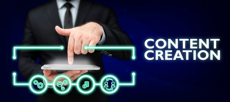 Writing displaying text Content Creation, Conceptual photo contribution of information to any digital media