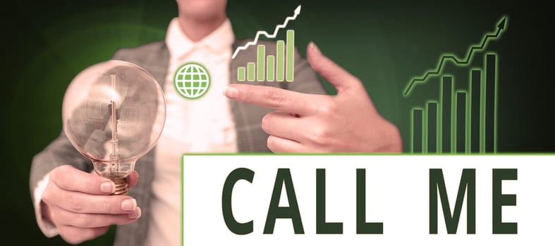 Conceptual display Call Me, Concept meaning Asking for communication by telephone to talk about something