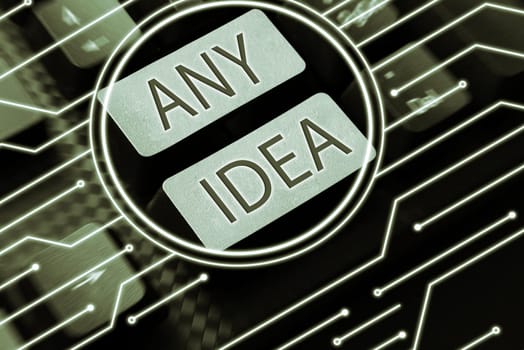 Inspiration showing sign Any Idea, Business overview Asking people if they have thoughts about case or problem