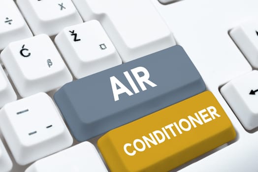 Text showing inspiration Air Conditioner, Business showcase apparatus for washing air and controlling its humidity and temperature