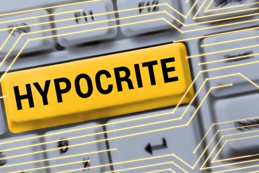 Text caption presenting Hypocrite, Business concept Medical condition in which blood pressure is extremely high