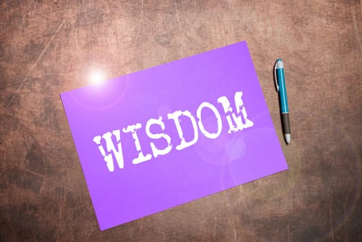 Conceptual display Wisdom, Internet Concept quality having experience knowledge and good judgement something