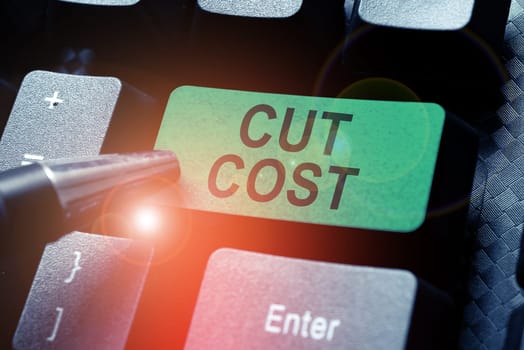 Text showing inspiration Cut Cost, Business idea Measures implemented to reduced expenses and improved profit