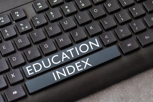 Sign displaying Education Index, Word for aiming to meet learning needs of all children youth adults