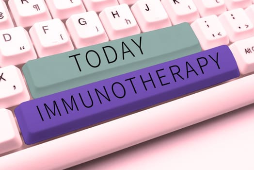 Conceptual display Immunotherapy, Business approach treatment or prevention of disease that involves enhancement of immune system