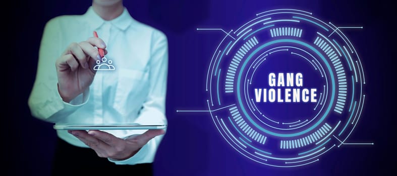 Text showing inspiration Gang Violence, Business idea infringement of the laws caused by group of criminals and gangsters