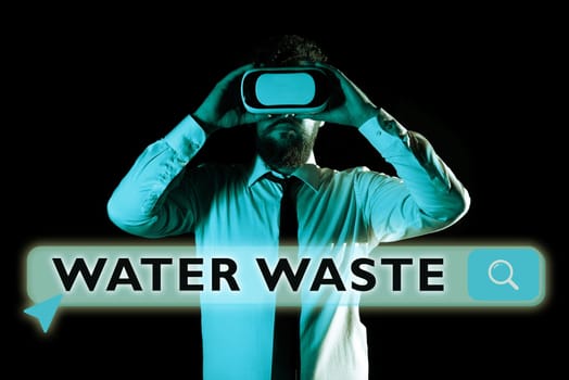 Sign displaying Water Waste, Business overview liquid that has been used as part of an industrial process