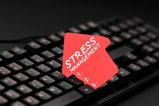 Text caption presenting Stress Management, Word for learning ways of behaving and thinking that reduce stress