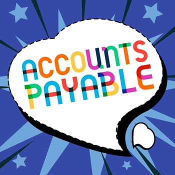 Text caption presenting Accounts Payable, Internet Concept money owed by a business to its suppliers as a liability