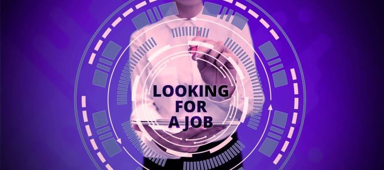 Hand writing sign Looking For A Job, Conceptual photo Unemployed seeking work Recruitment Human Resources