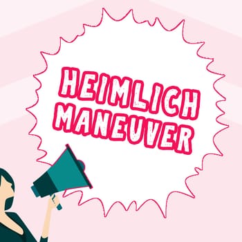 Conceptual caption Heimlich Maneuver, Business idea application of upward pressure in case of choking