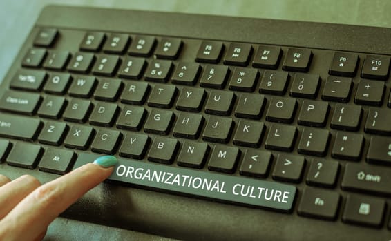 Handwriting text Organizational Culture, Business overview the study of the way people interact within groups