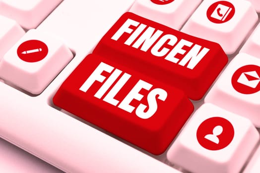 Inspiration showing sign Fincen Files, Business idea Transactions in financial assets and liabilities