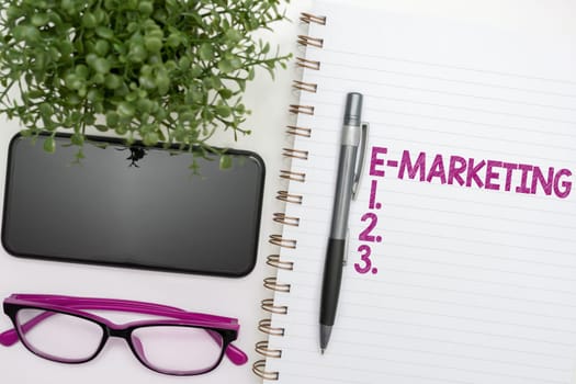 Conceptual caption E Marketing, Business showcase business that sells product or service electronically