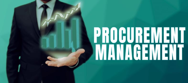 Writing displaying text Procurement Management, Business approach buying Goods and Services from External Sources