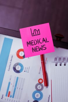Conceptual display Medical News, Word for report or noteworthy information on medical breakthrough