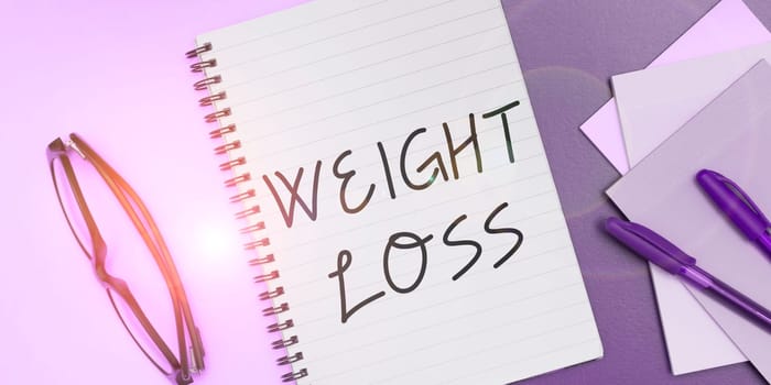 Handwriting text Weight Loss, Conceptual photo Decrease in Body Fluid Muscle Mass Reduce Fat Dispose Tissue
