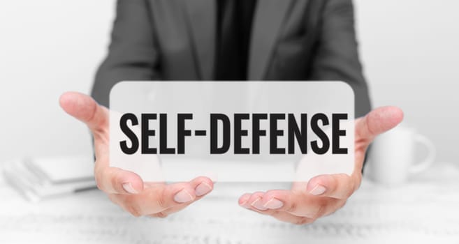 Conceptual display Self Defense, Internet Concept the act of defending one's person when physically attacked