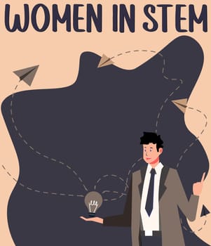 Hand writing sign Women In Stem, Conceptual photo Science Technology Engineering Mathematics Scientist Research
