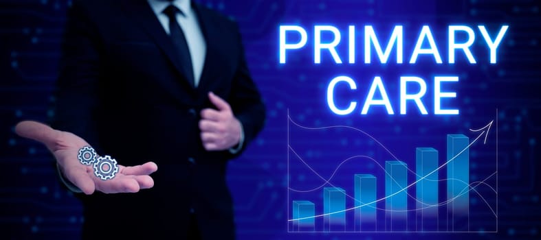 Inspiration showing sign Primary Care, Business idea health care provided by medical practitioner, pediatrician, or nurse