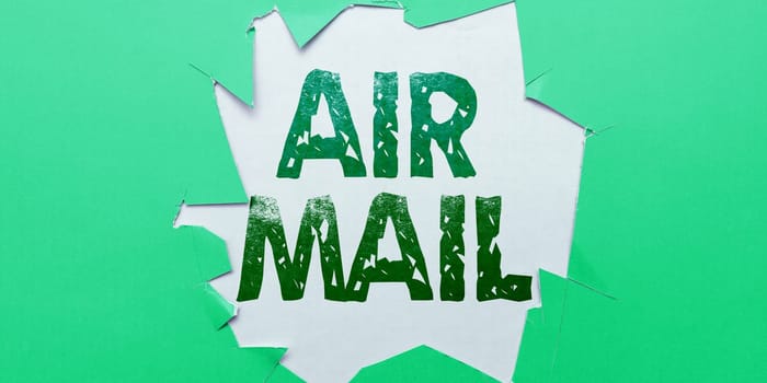 Conceptual caption Air Mail, Business showcase the bags of letters and packages that are transported by aircraft