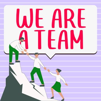 Text caption presenting We Are A Team, Concept meaning work together to accomplish a common vision or goals