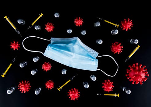 Mask and corona virus protection isolated, pandemic background