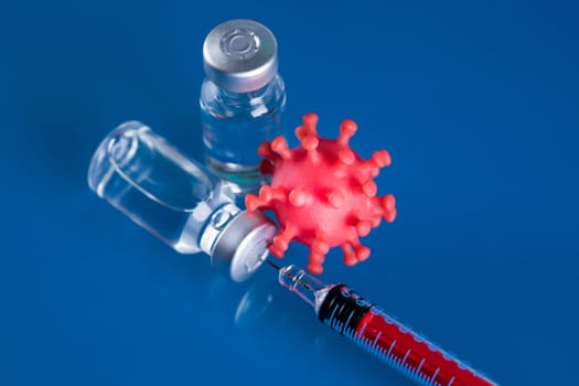 Close up medical syringe with a vaccine