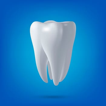 Tooth, 3D render. Dental, medicine and health concept design element. Vector EPS10 illustration.