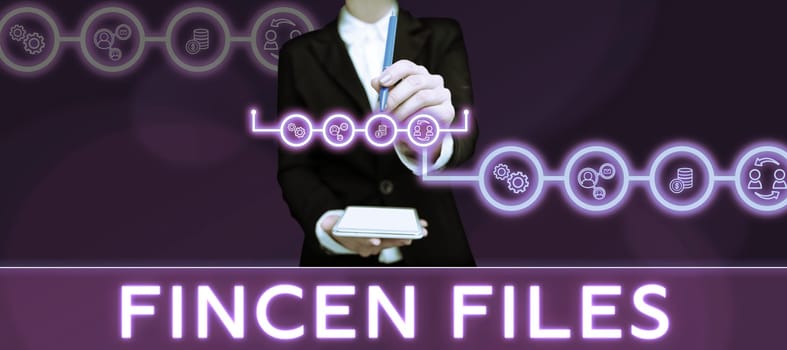 Handwriting text Fincen Files, Business approach Transactions in financial assets and liabilities