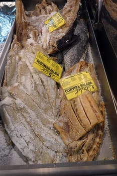 Speisefisch in der Markthalle Mercado de Vegueta, Gran Canaria, Spanien, Las Palmas