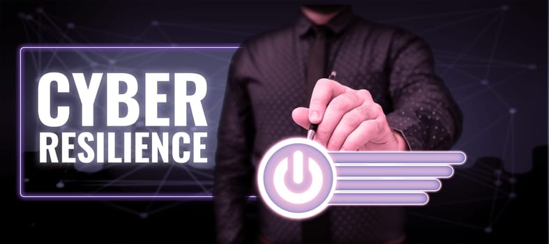 Writing displaying text Cyber Resilience, Business concept measure of how well an enterprise can manage a cyberattack