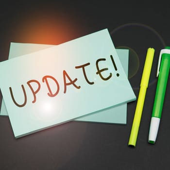 Text caption presenting Update, Business concept Make something more modern Adding new facts Changing its design