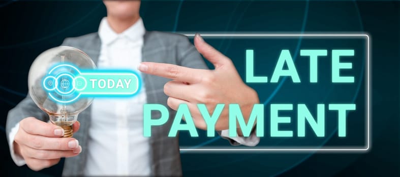 Text sign showing Late Payment, Concept meaning payment made to the lender after the due date has passed