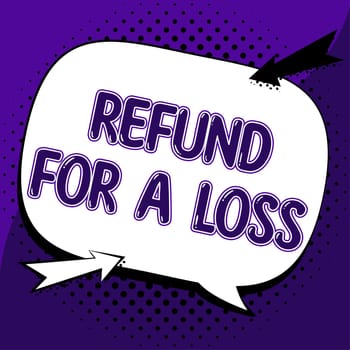 Writing displaying text Refund For A Loss, Internet Concept pay back money typically to customer who is not satisfied with goods