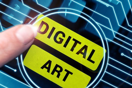 Text showing inspiration Digital Art, Word Written on use of skill and creative imagination characterized by computerized technology