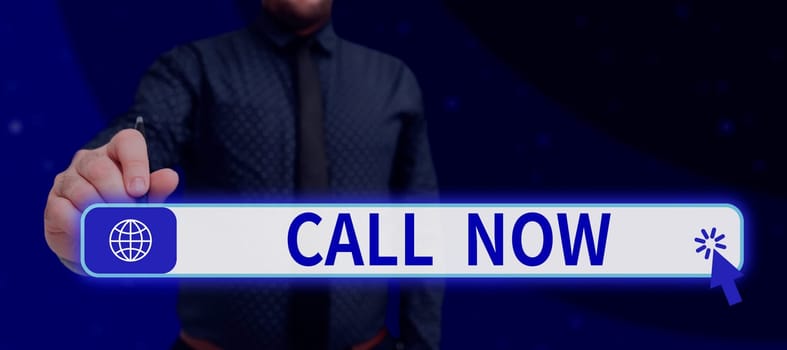 Text showing inspiration Call Now, Concept meaning To immediately contact a person using telecom devices with accuracy