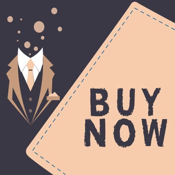 Hand writing sign Buy Now, Concept meaning asking someone to purchase your product Provide good Discount