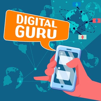 Inspiration showing sign Digital Guru, Business overview teacher and intellectual guide in matters of fundamental concern of electronics