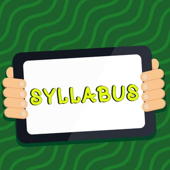Handwriting text Syllabus, Business showcase a summary outline of a discourse, treatise or of examination requirements
