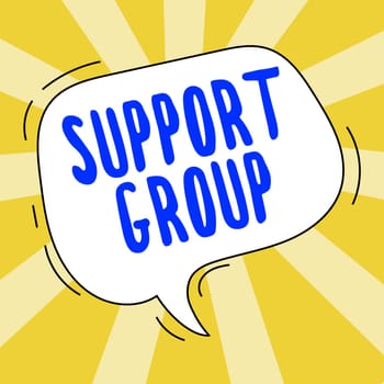 Writing displaying text Support Group, Word Written on number of people involved in service commitment