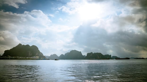 Morning cloudscape over Ha Long Bay in Vietnam