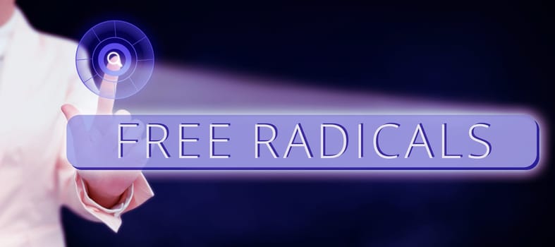 Handwriting text Free Radicals, Business showcase produced in body by natural processes or introduced from tobacco smoke, toxins